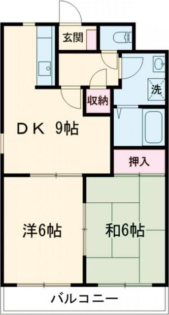 ピースハイツ(2DK/1階)の間取り写真