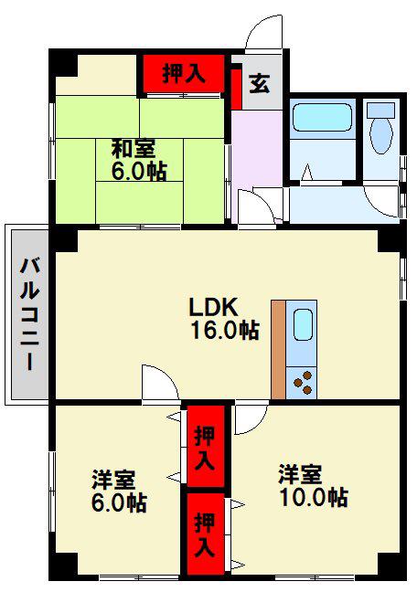 アルカサール菅原(3LDK/4階)の間取り写真