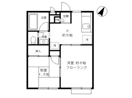 サニーヒル・ヒバリI(2K/1階)の間取り写真