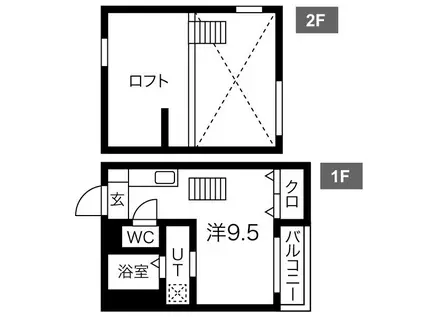 ソレイユ(1SK/2階)の間取り写真