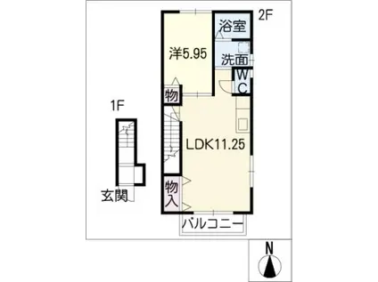 サニーハイツ(1LDK/2階)の間取り写真