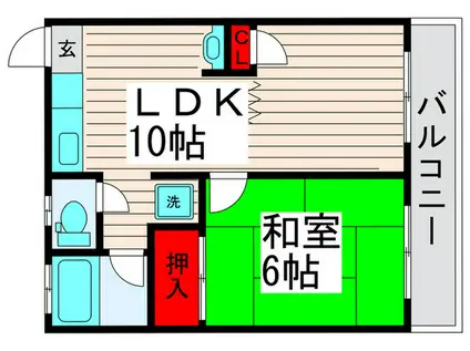 ハイツクローバ-(1LDK/1階)の間取り写真