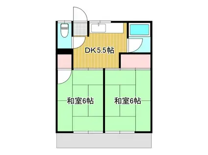 コーポ米津(2DK/1階)の間取り写真