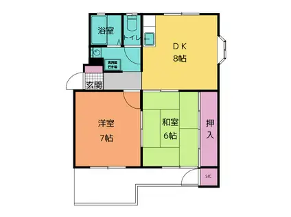 コーポハナイ(2DK/2階)の間取り写真