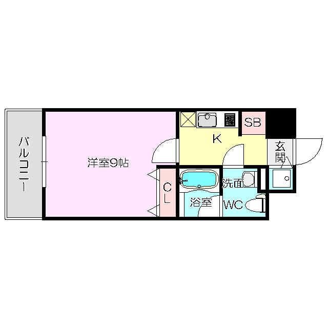 プラウドフラット新大阪(1K/14階)の間取り写真
