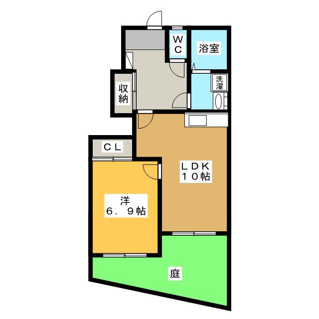 ヒルクレスタ(1LDK/1階)の間取り写真