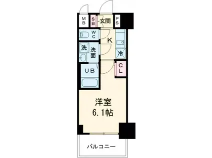 エスリード神戸兵庫駅ミッドポート(1K/11階)の間取り写真