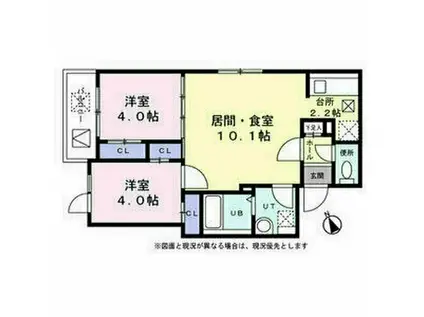 ボアソルテ菊水イースト(2LDK/2階)の間取り写真