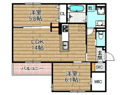 D-RESIDENCE下田部B(2LDK/3階)の間取り写真