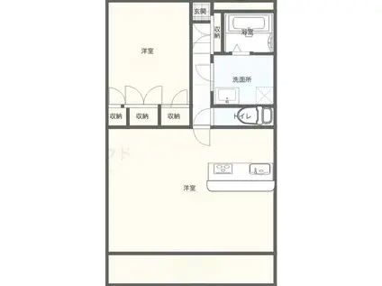 エスペランス 302号(1LDK/3階)の間取り写真