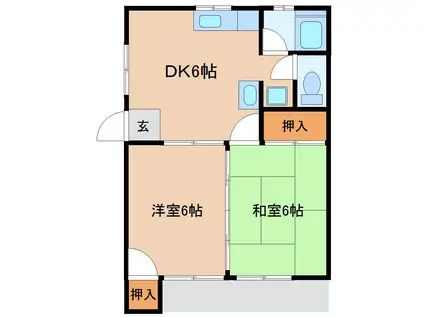 こいでアパート東(2DK/2階)の間取り写真