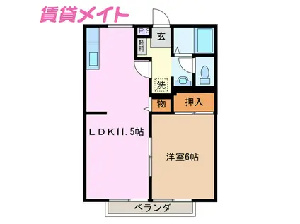 コンフォール鼓ヶ浦A棟(1LDK/2階)の間取り写真