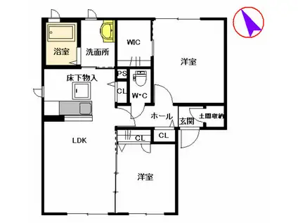 シャトーグローリー C棟(2LDK/1階)の間取り写真