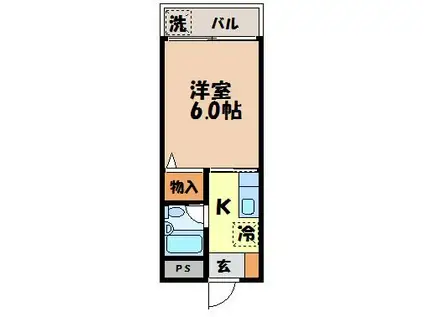トラズビル(1K/2階)の間取り写真
