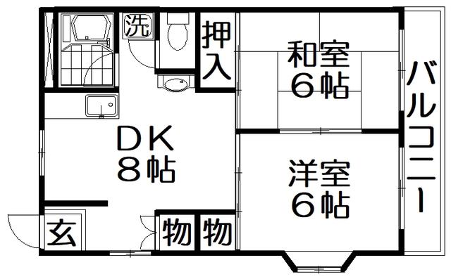 にしまちハイツ(2DK/1階)の間取り写真