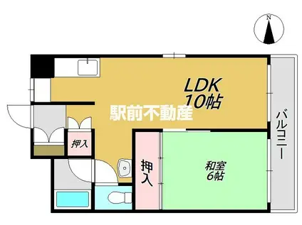 唐人パルビル(1LDK/2階)の間取り写真
