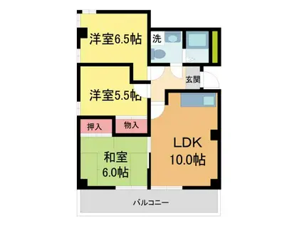 北広田ヒルサイドテラス(3LDK/2階)の間取り写真