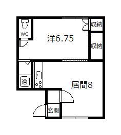 テラスハウス忠和(1DK/1階)の間取り写真