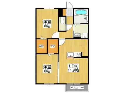 朝日レジデンス学園の森(2LDK/1階)の間取り写真