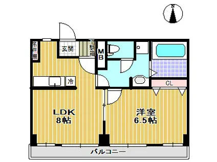 第三ショーケービル(1LDK/4階)の間取り写真