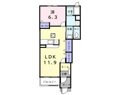 グラン・シャリオ(1LDK/1階)の間取り写真