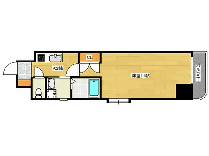 ヒルズ平和橋(1K/11階)の間取り写真