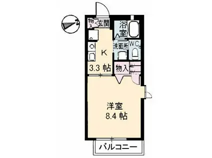 サニーハイツ牛田C棟(1K/1階)の間取り写真
