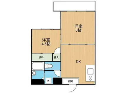 メゾンアリタ(2DK/6階)の間取り写真