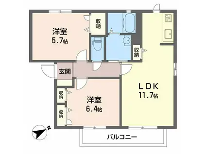 パルケ・アミスタI・II・III(2LDK/2階)の間取り写真