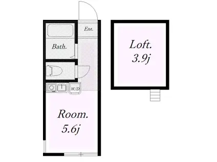 ユナイト花月園エスメラルダの瞳(ワンルーム/2階)の間取り写真
