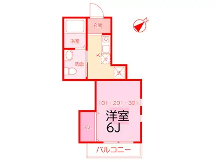 コートドール上大岡(1K/2階)の間取り写真