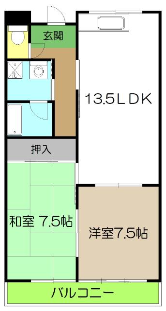 パークサイド高須II(2LDK/1階)の間取り写真