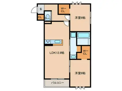 伊丹市鴻池5丁目(2LDK/2階)の間取り写真