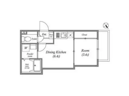 ハーモニーテラスREN相川(1DK/2階)の間取り写真