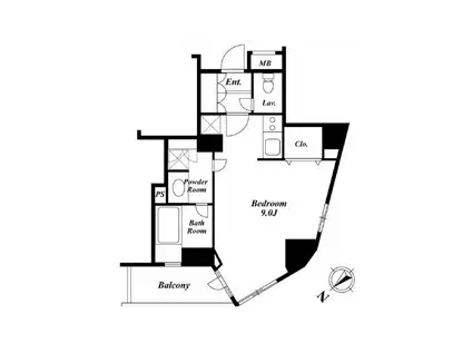 セントラルクリブ六本木I(ワンルーム/9階)の間取り写真