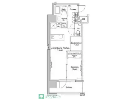 ザ・パークハビオ上北沢(1SLDK/8階)の間取り写真