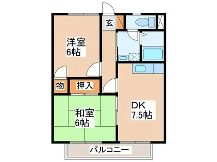 芳ハイツ(2DK/1階)の間取り写真