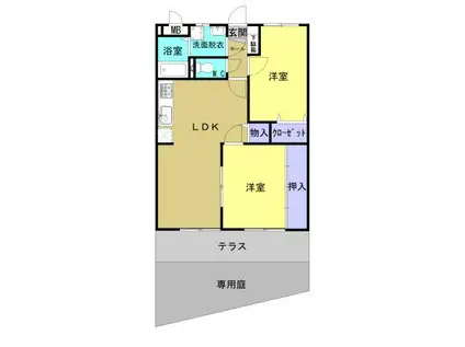 シャトーレK&T(2LDK/1階)の間取り写真