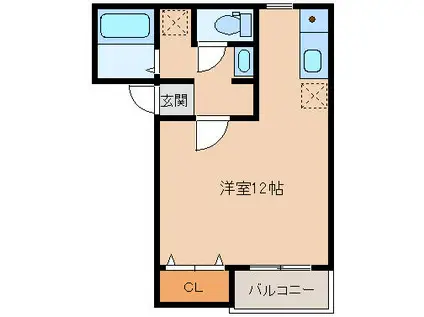 プライムコート(ワンルーム/1階)の間取り写真