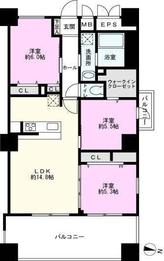 PJツリーネスト(3LDK/6階)の間取り写真