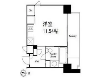 コートモデリア白金(ワンルーム/6階)の間取り写真