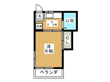 ハイツ山本(1K/2階)の間取り写真