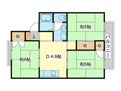 メゾン・ルミエールB棟(3DK/2階)の間取り写真