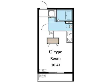 M-1 TOKYO 鵜の木(ワンルーム/1階)の間取り写真
