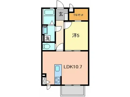 メゾンド・フルール(1LDK/1階)の間取り写真