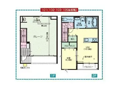 クレリア(1LDK/1階)の間取り写真