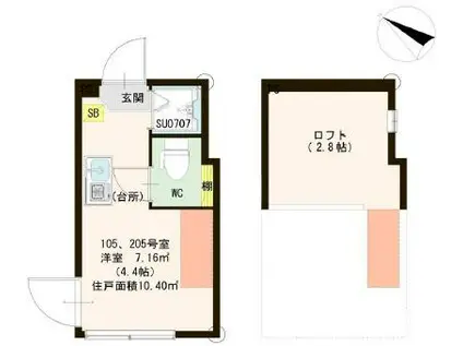 MILOLO(ワンルーム/1階)の間取り写真