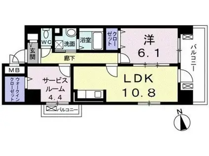 BELLA VISTA 西東京(1LDK/7階)の間取り写真