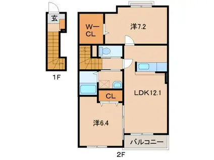 リジェールI(2LDK/2階)の間取り写真