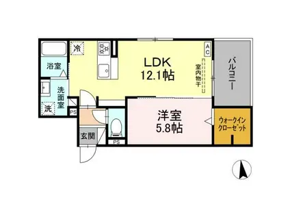 ニューヴィレッジII(1LDK/3階)の間取り写真